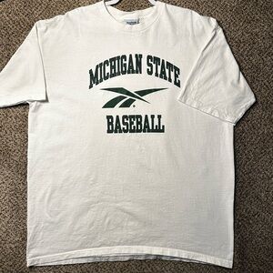 Reebok White and Green Michigan State   baseball Tee